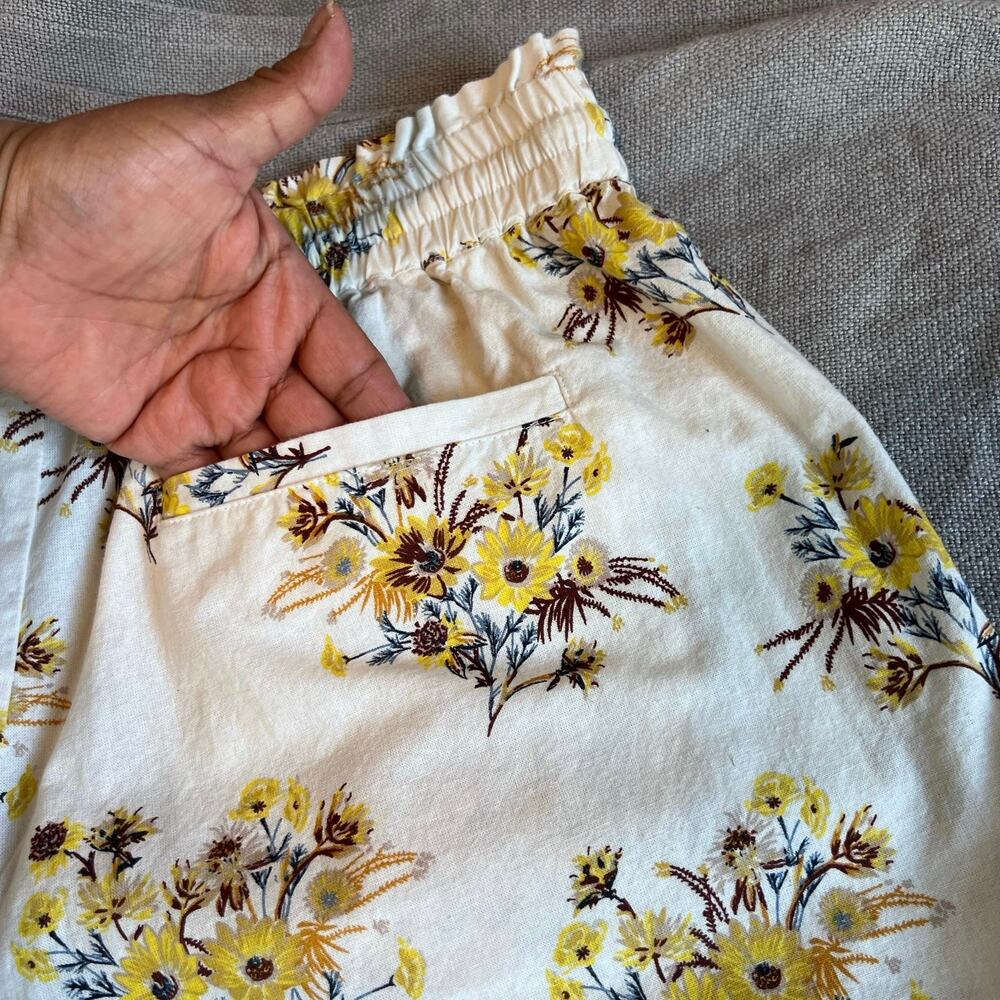 Happy X Nature 100% Cotton Wide Leg Relaxed Off White with Floral Print W's Med. - Picture 8 of 13